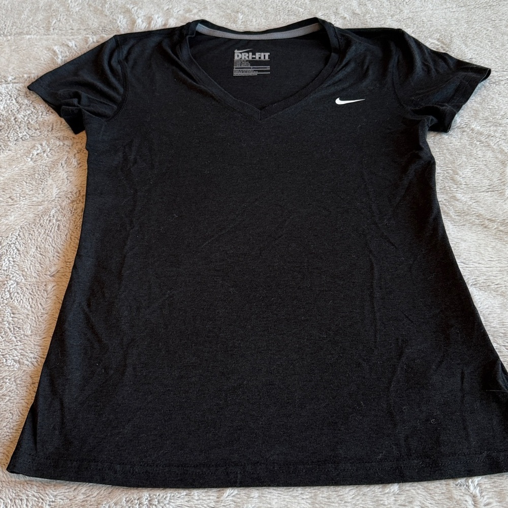 Nike Women's Black Dri-FIT V-Neck Tee - Picture 3 of 5